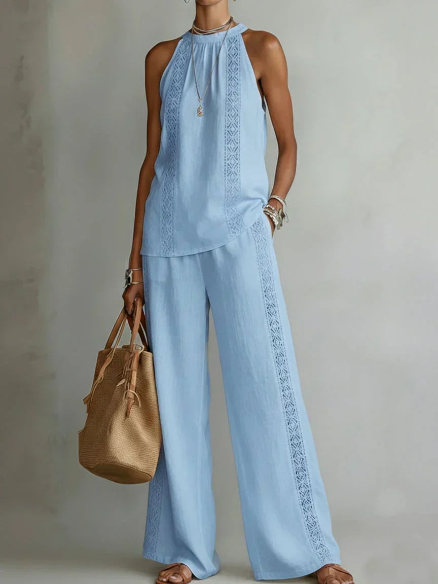 Camilla | Elegant Halter Linen Two-Piece Set